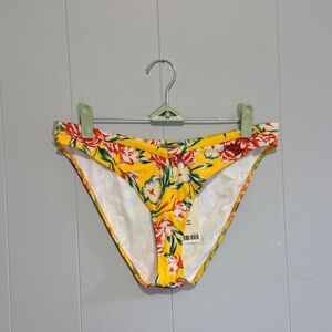 Out From Under Yellow Floral High Cut Cheeky Bikini Bottom Size Medium NWT